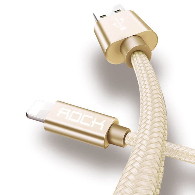 ROCK Cable for iPhone 100CM 180CM 300CM 20CM 2.4A Fast Charger Lighting USB Cables Charging Cord For iPhone 10 8 7 6 5 Plus iPad